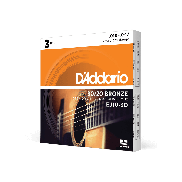 D’Addario Ej10-3D Pack 3 mute Bronze wound Extra Light 010/047