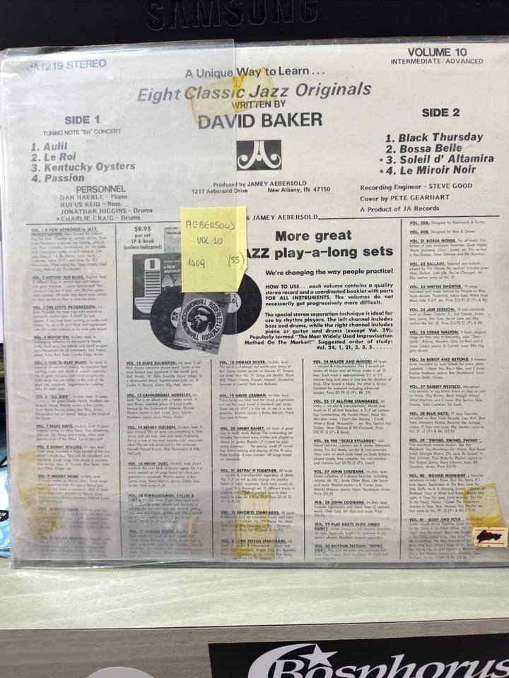 Jamey Aebersold David Baker Eight Classic Jazz Originals vol. 10 (JA 1219) - Lp