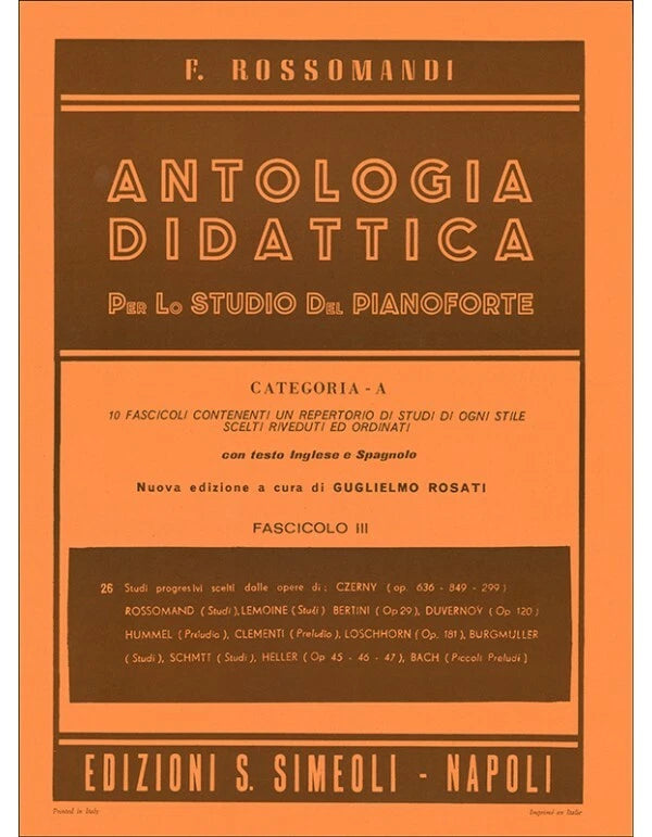 Antologia Didattica - Per lo studio del pianoforte - Fascicolo 3 - F. Rossomandi