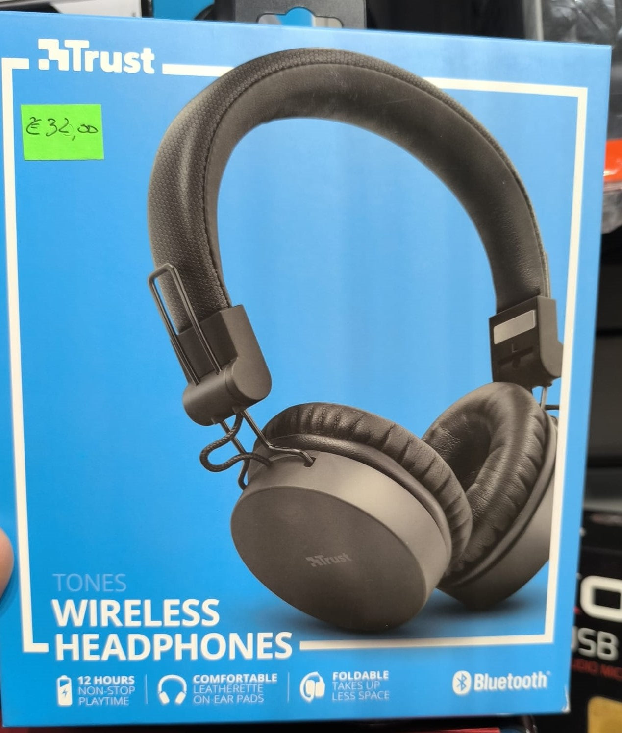 TRUST TONES CUFFIE BLUETOOTH SENZA FILI WIRELESS PIEGHEVOLI SMARTPHONE PC NERA
