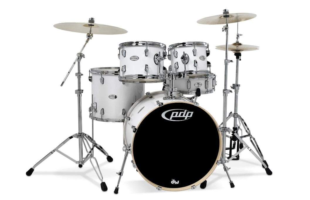 PDP Mainstage 5-piece Complete Drum Set with Hardware & Paiste Cymbals - Gloss White
