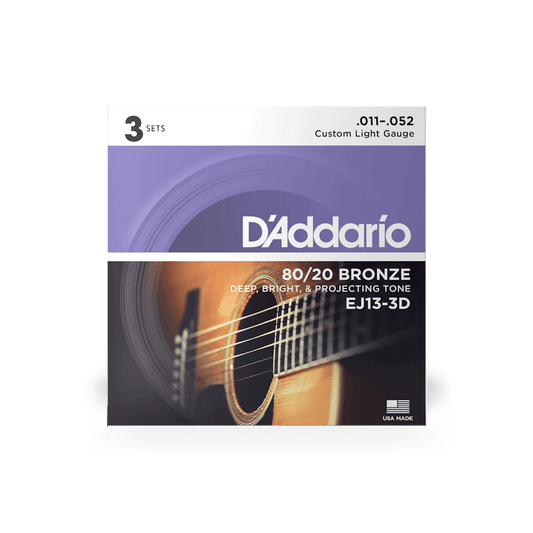 D’Addario Ej13-3D Pack 3 mute Bronze wound Custom Light 011/052