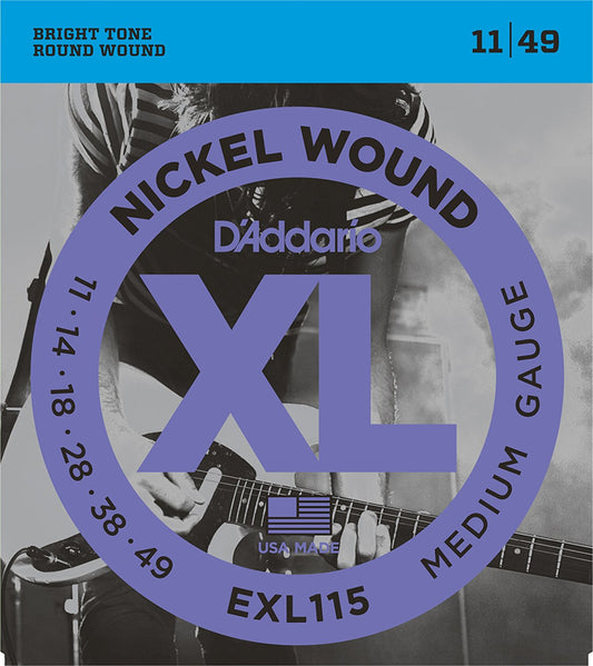 D'ADDARIO EXL115 NICKEL WOUND, MEDIUM/BLUES-JAZZ ROCK, 11-49 ELECTRIC GUITAR