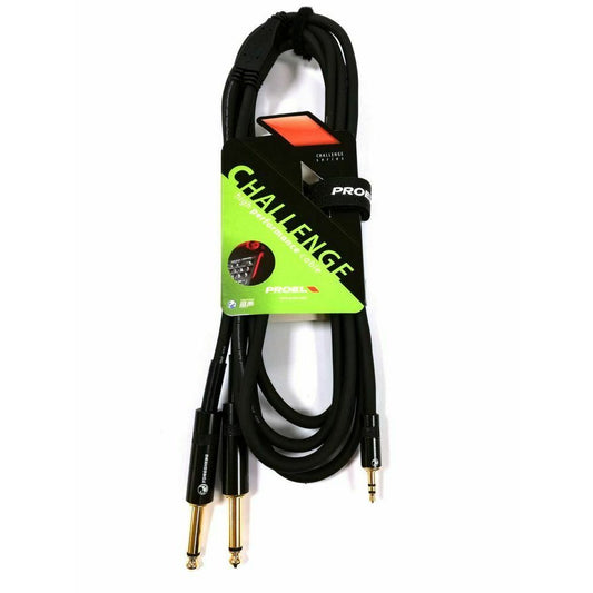 Proel CHLP170LU3 Cavo Y jack 3,5 Stereo a 2 jack 6,3 Mono 3mt Professionale
