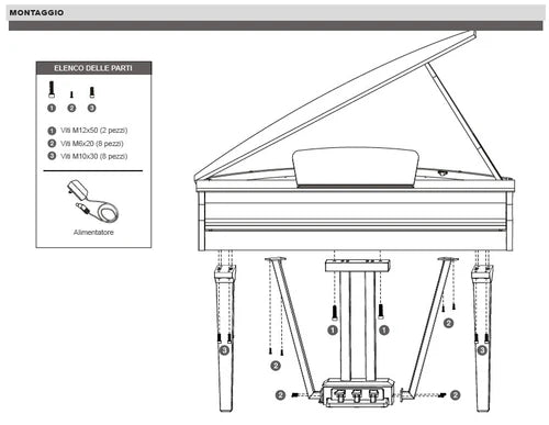 Echord GP10W WHITE Pianoforte Digitale a codino 88T Pesati HAG+Suoni+EFX, Bianco