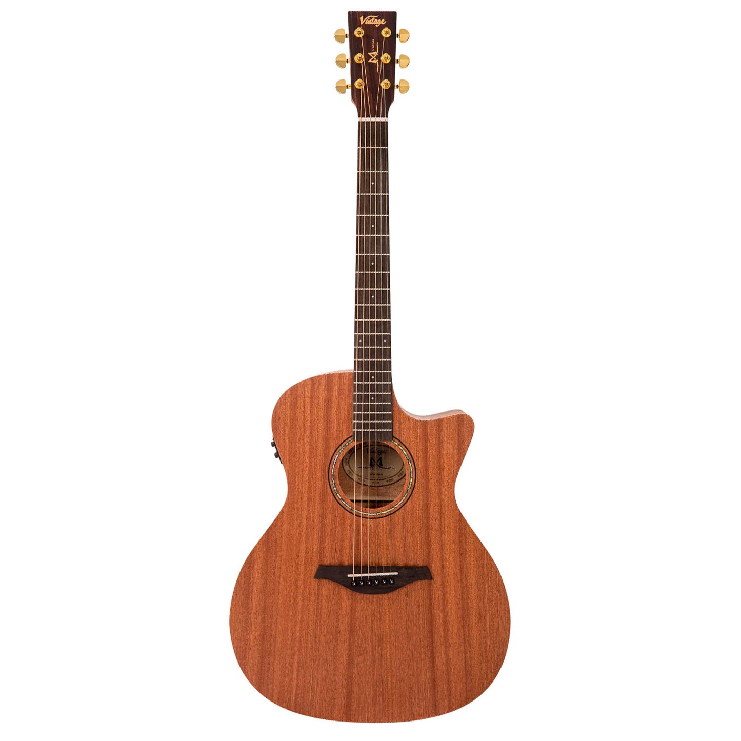VINTAGE VE900MH VE900 Grand Auditorium Cutaway Satin Mahogany chitarra acustica