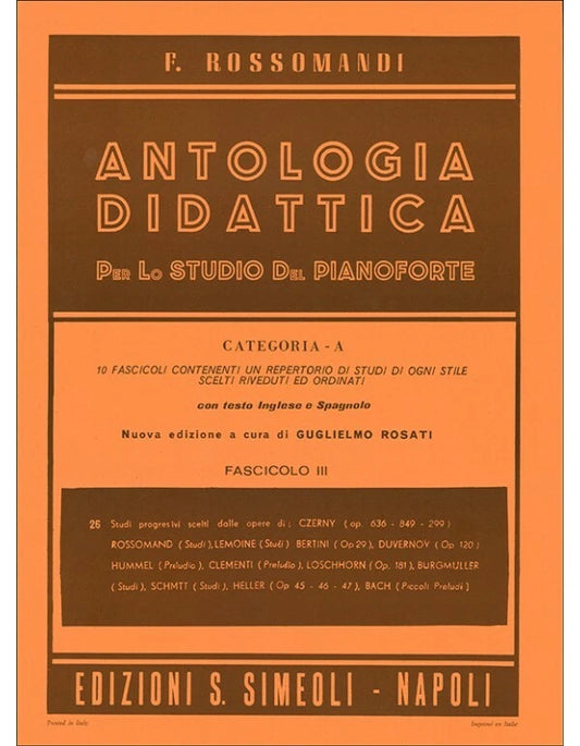 Antologia Didattica - Per lo studio del pianoforte -  Fascicolo 3 - F. Rossomandi