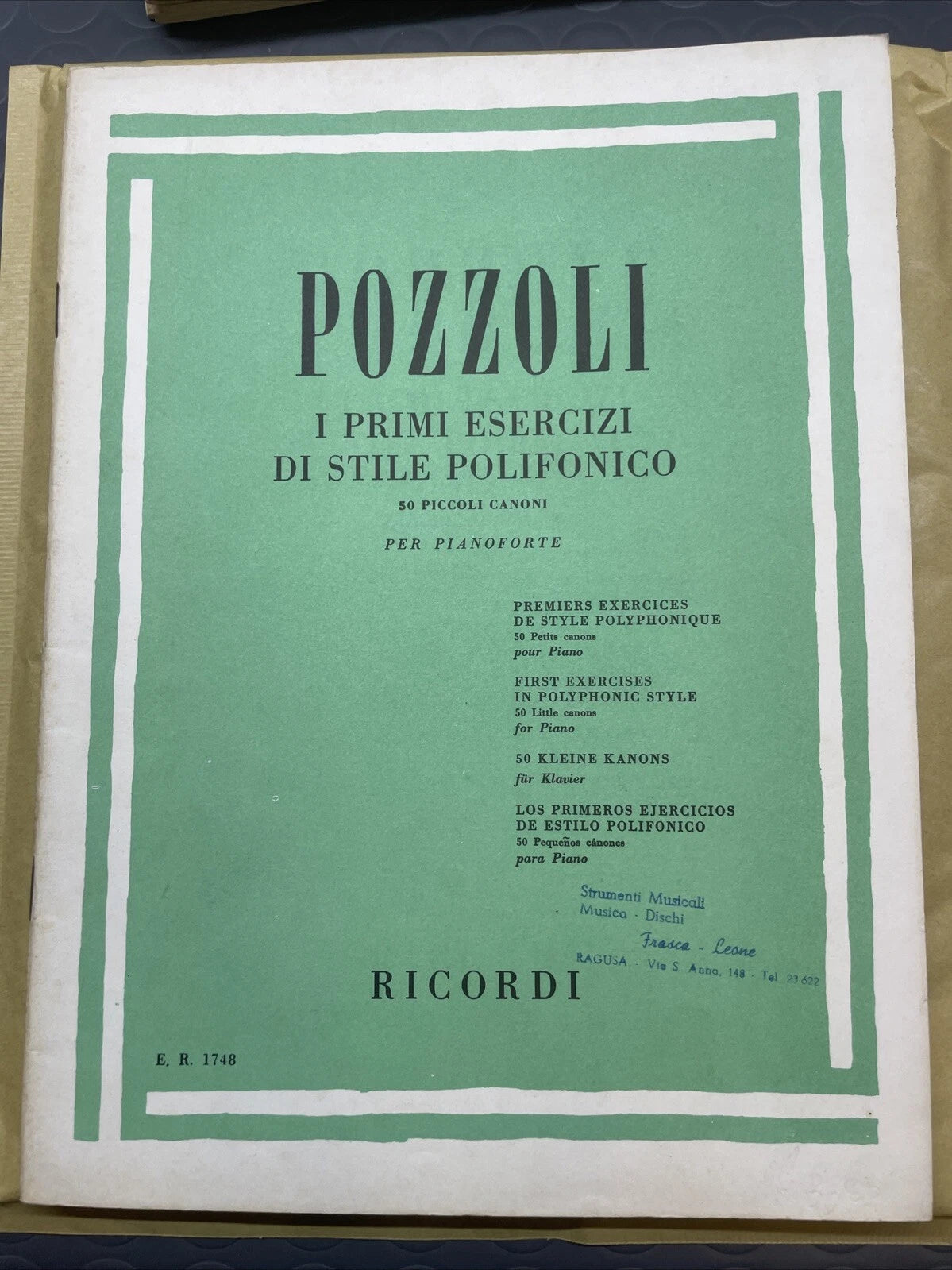 Pozzoli - I primi esercizi in stile polifonico