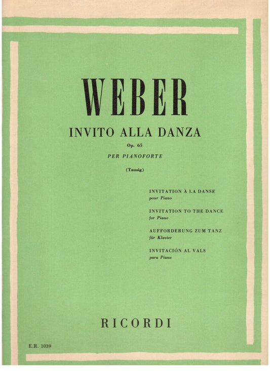 Weber: Invito Alla Danza op.65 Per Pianoforte (Tausing) - Ricordi 1978