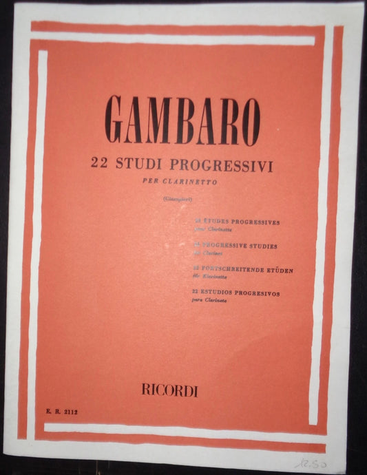 Gambaro - 22 studi progressivi - Per clarinetto